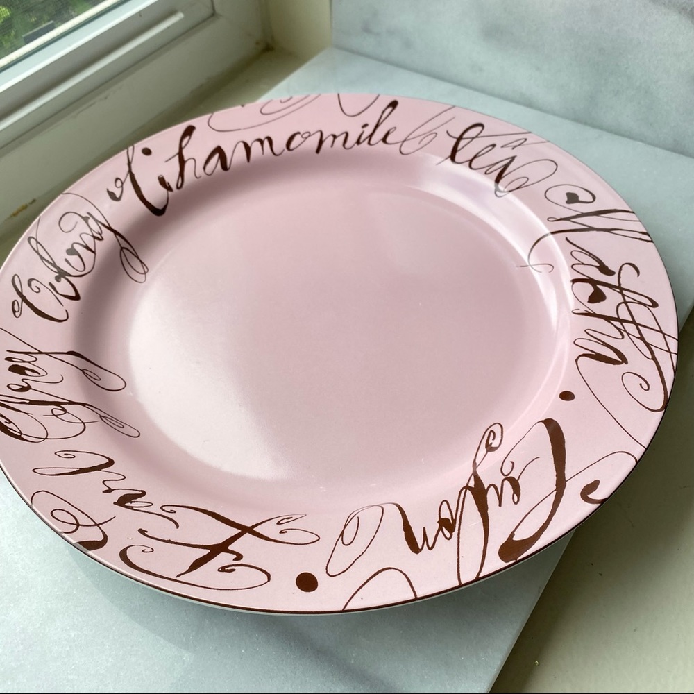 Pink and Brown Round Ceramic Dessert Platter